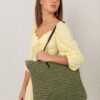Mairo Lifestyle Straw Wicker Handmade Boho Summer Beach Tote Bag (Green Square)
