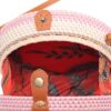 41QATO6JVBL.jpg Mairo Lifestyle Rattan Cane Straw Wicker Handmade Boho Summer Beach Round Sling Bag (Pink and White)