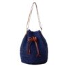 41ZpaH6uZDL.jpg Mairo Lifestyle Straw Wicker Handmade Boho Summer Beach Drawstring Tote Bag (Blue)