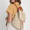 Mairo Lifestyle Straw Wicker Handmade Boho Summer Beach Backpack Bag (Beige)