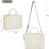 Mairo Lifestyle Women Canvas The Tote Bag with Zipper Small Purse Crossbody Bag Top Handle Traveler Handbag (Beige)