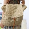 Mairo Lifestyle Straw Wicker Handmade Boho Summer Beach Backpack Bag (Beige)