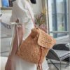 Mairo Lifestyle Straw Wicker Handmade Boho Summer Beach Backpack Bag (Light Brown)