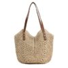Version 1.0.0 Mairo Lifestyle Straw Wicker Handmade Boho Summer Beach Braided Shoulder Bag (Beige)