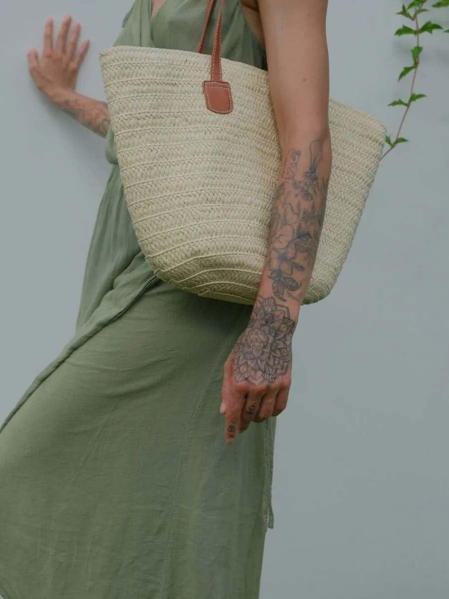 Mairo Lifestyle Straw Handmade Boho Summer Beach Shoulder Bag (Beige 2)