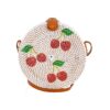 51ogYLUHONL.jpg Mairo Lifestyle Rattan Cane Straw Wicker Handmade Boho Summer Beach Round Sling bag (Cherry)