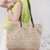 51v4j9Zjr6L.jpg Mairo Lifestyle Straw Wicker Handmade Boho Summer Beach Tote Bag (Beige Square)