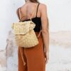 Mairo Lifestyle Straw Wicker Handmade Boho Summer Beach Backpack Bag (Beige)