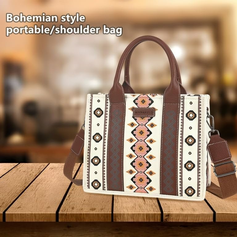 617Ii3Lm9TL.jpg Mairo Lifestyle Canvas Shoulder Bag Hobo Handbag Casual Aztec Tote Bag (Small)