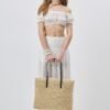 61FxqjyyWL.jpg Mairo Lifestyle Straw Wicker Handmade Boho Summer Beach Tote Bag (Beige Square)