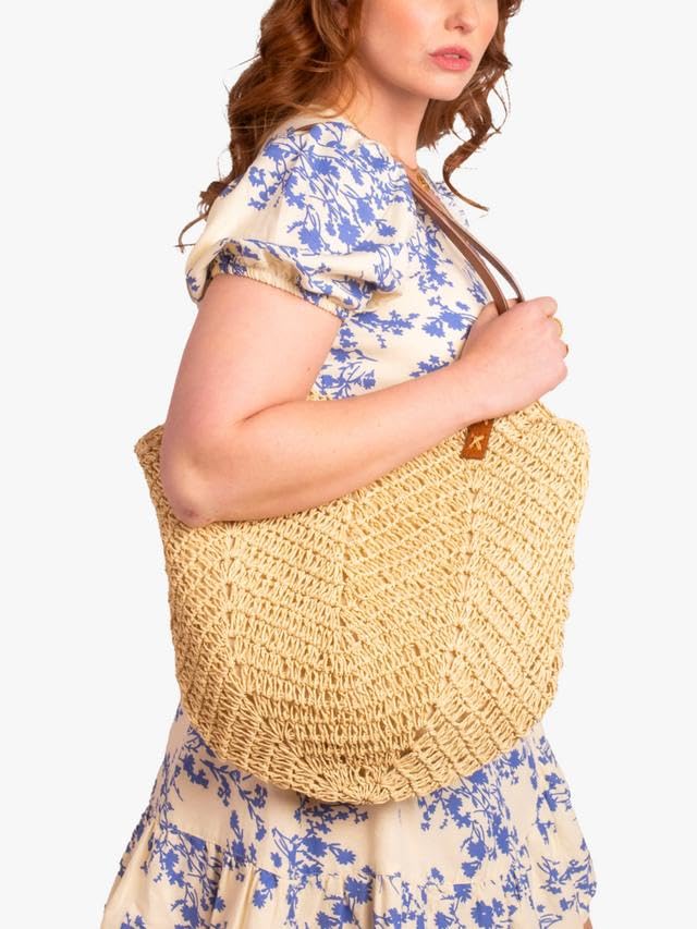61TmXJuH-L.jpg Mairo Lifestyle Straw Wicker Handmade Boho Summer Beach Braided Shoulder Bag (Beige)