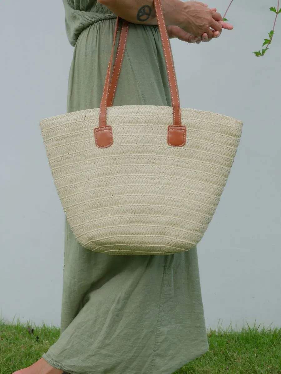 Mairo Lifestyle Straw Handmade Boho Summer Beach Shoulder Bag (Beige 2)