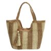 Mairo Lifestyle Straw Wicker Handmade Boho Summer Beach Tote Bag (Boat Brown Stripe)