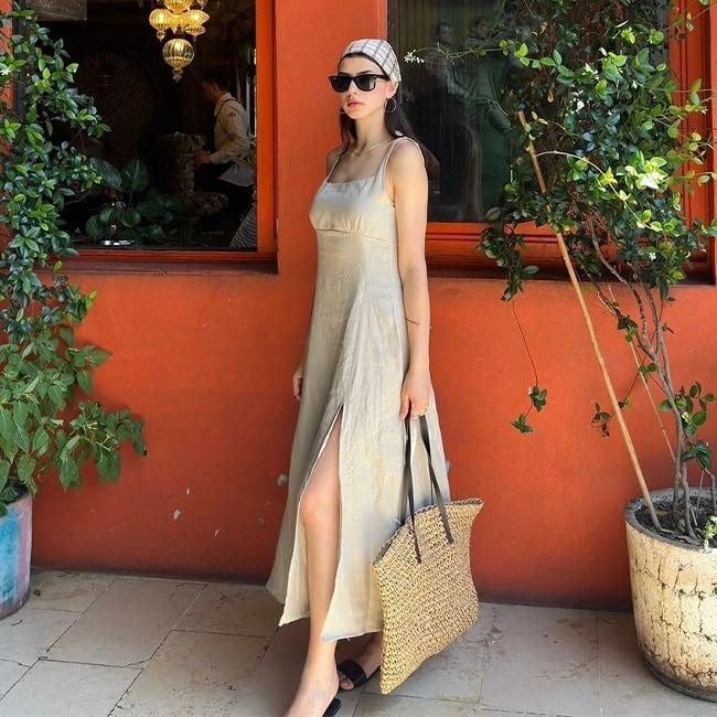 61jFsE4dPeL.jpg Mairo Lifestyle Straw Wicker Handmade Boho Summer Beach Tote Bag (Beige Square)