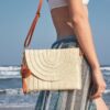 Mairo Lifestyle Straw Wicker Handmade Boho Summer Beach Small Crochet Bag (Envelope Beige)