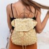 Mairo Lifestyle Straw Wicker Handmade Boho Summer Beach Backpack Bag (Beige)