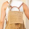 Mairo Lifestyle Straw Wicker Handmade Boho Summer Beach Backpack Bag (Light Brown)