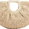 714Gimsz6JL.jpg Mairo Lifestyle Straw Wicker Handmade Boho Summer Beach Tote Moon Bag (Clutch Beige)