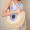 71DVeQEft7L.jpg Mairo Lifestyle Straw Wicker Handmade Boho Summer Beach Round Shoulder Bag (Evil Eye- Beige)