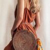 71HFoYYuvHL.jpg Mairo Lifestyle Rattan Cane Straw Wicker Handmade Boho Summer Beach Round Sling Bag (Light Brown Plain)