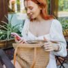 Mairo Lifestyle Straw Wicker Handmade Boho Summer Beach Tote Bag (Brown Rectangle)