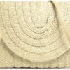 Mairo Lifestyle Straw Wicker Handmade Boho Summer Beach Small Crochet Bag (Envelope Beige)