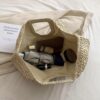 71XjOq1UUQL.jpg Mairo Lifestyle Straw Wicker Handmade Boho Summer Beach Tote Moon Bag (Clutch Beige)