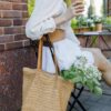 Mairo Lifestyle Straw Wicker Handmade Boho Summer Beach Tote Bag (Brown Rectangle)