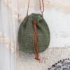 71jyby4259L.jpg Mairo Lifestyle Straw Wicker Handmade Boho Summer Beach Drawstring Tote Bag (Green)
