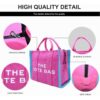 Mairo Lifestyle Women Canvas The Tote Bag with Zipper Small Purse Crossbody Bag Top Handle Traveler Handbag (Pink with Blue edge)