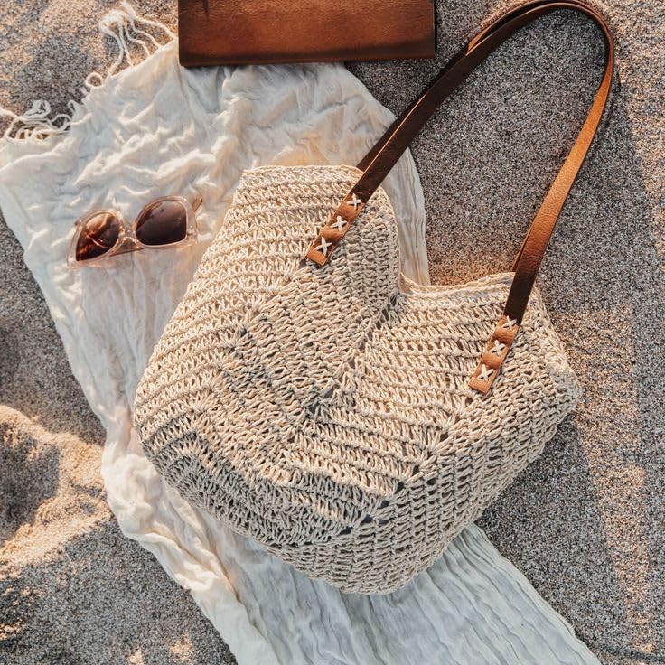71pUY8hjgL.jpg Mairo Lifestyle Straw Wicker Handmade Boho Summer Beach Braided Shoulder Bag (Beige)